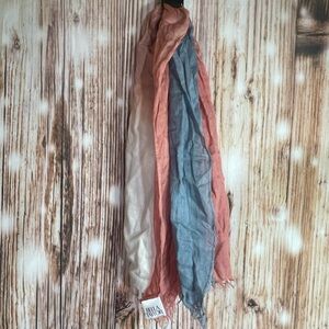 NWT Bella Taylor ombré scarf new 100% viscose 20x70” colors are cream,blue,brick